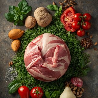 Pig, round moss, raw