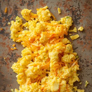 Rührei mit Käse, zubereitet