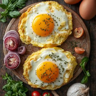 Egg omelets with speck, prepared