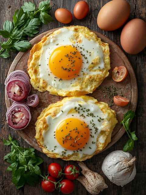 Eieromeletten mit Speck, zubereitet
