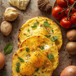 Egg omelets with speck, prepared