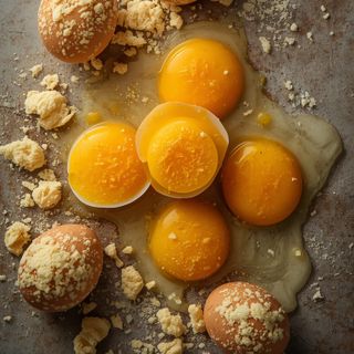 Agitated eggs with crumbs, prepared