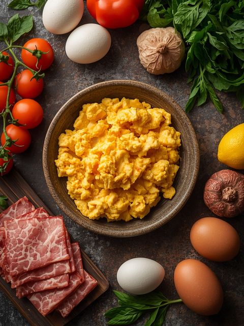 Scrambled Eggs with Ham, Prepared