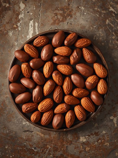 Chocolate-coated almonds