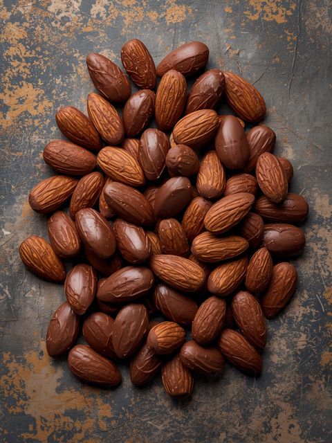 Chocolate-coated almonds