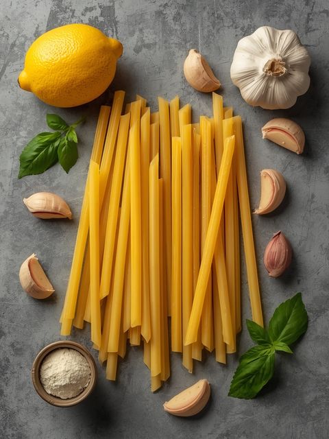 Lemon Garlic Penne Straws, Lemon Garlic