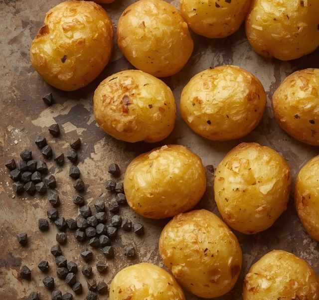 French fried potatoes, cracked black pepper