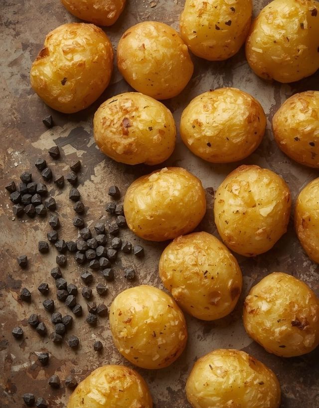 French fried potatoes, cracked black pepper
