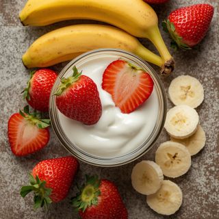 Strawberry banana flavored low-fat yogurt, strawberry banana