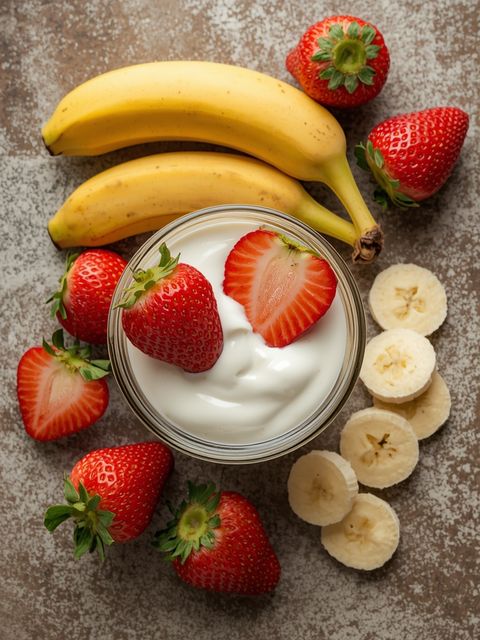 Strawberry banana flavored low-fat yogurt, strawberry banana