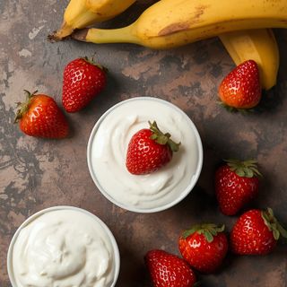 Strawberry banana flavored low-fat yogurt, strawberry banana
