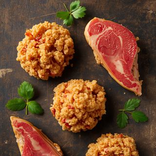 Panierte Hühnerbrust-Patties in Dinosauerform mit Rippenfleisch