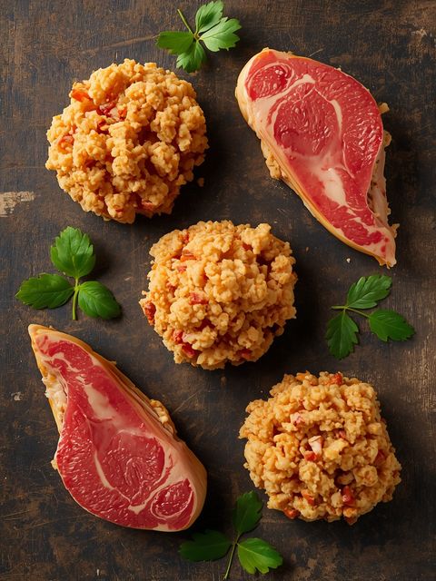 Panierte Hühnerbrust-Patties in Dinosauerform mit Rippenfleisch