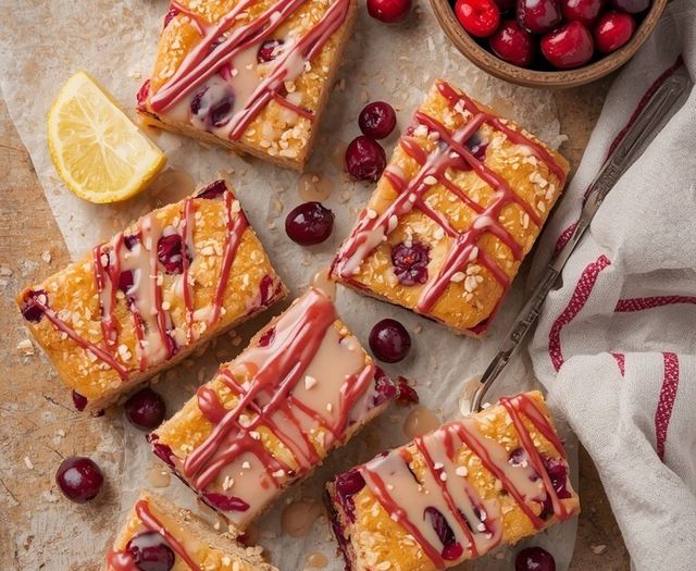 Bars, cranberry lemon drizzle