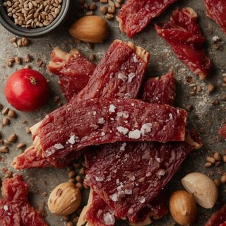 Rindfleisch-Trockensnack mit Meersalz und grobem Pfeffer