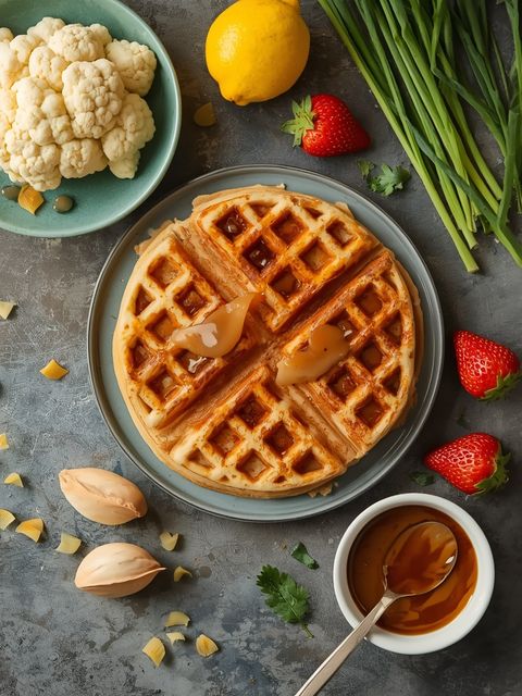 <span>Maple Butter Cauliflower Waffles</span>, <span>Maple & Brown Butter</span>