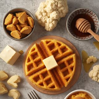 Maple Butter Cauliflower Waffles, Maple & Brown Butter