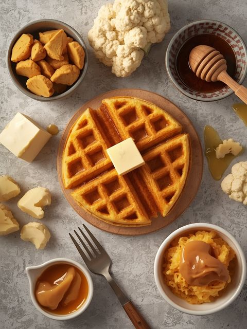 Ahorn-Butter-Blumenkohl-Waffeln mit Ahorn- und brauner Butter