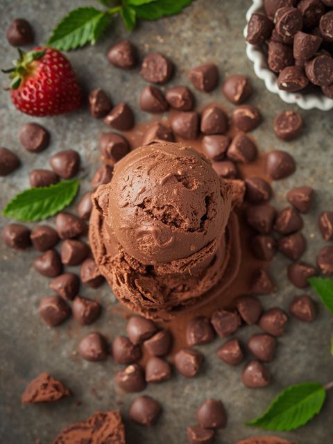 Reiches Schokoladen-Eis mit cremiger Schokoladenstreusel