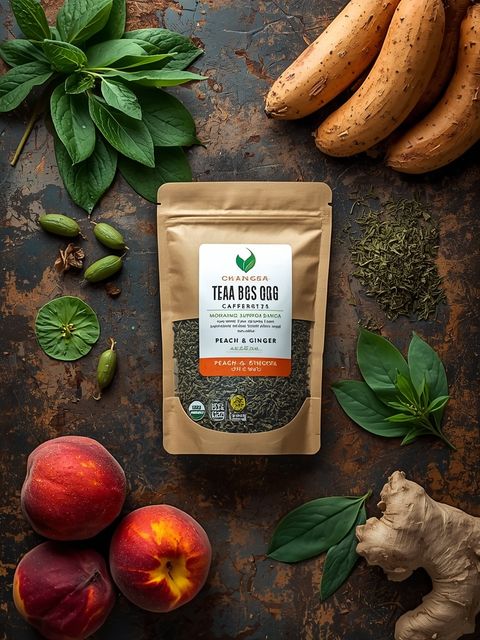 <span>Pfirsich-Ingwer-Teebeutel – koffeinfrei, Bio-Superfood mit Moringa</span>
