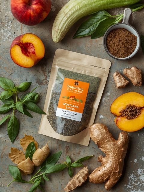 Pfirsich-Ingwer-Teebeutel – koffeinfrei, Bio-Superfood mit Moringa