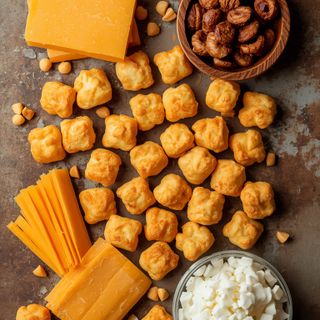 Vegane Crunch-Puffs mit weißem Cheddar-Geschmack, veganer weißer Cheddar