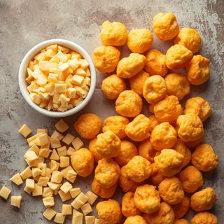 Vegane Crunch-Puffs mit weißem Cheddar-Geschmack, veganer weißer Cheddar