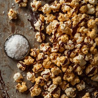 Sea Salt Caramel Popcorn Drizzled in Dark Chocolate