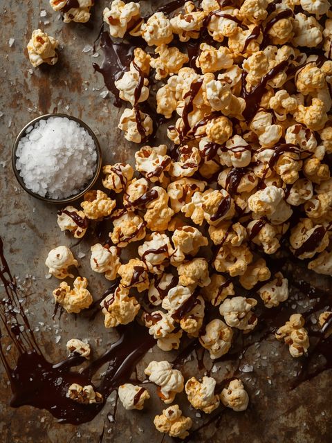 Sea Salt Caramel Popcorn Drizzled in Dark Chocolate