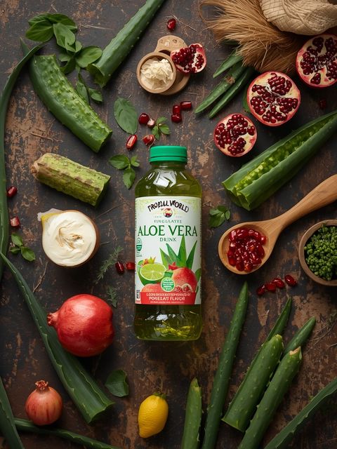 Tropische Welt – Aloe-Vera-Getränk mit Granatapfelgeschmack