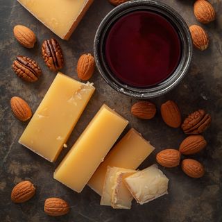Cheddar in Portwein mit echten Pecannüssen und Mandeln
