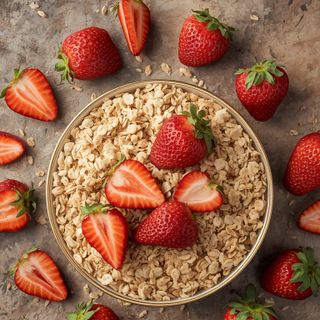 Knusprige Reis- und Weizenflocken mit Erdbeeren