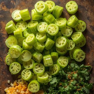 Celery Slices, Breaded, Prepared