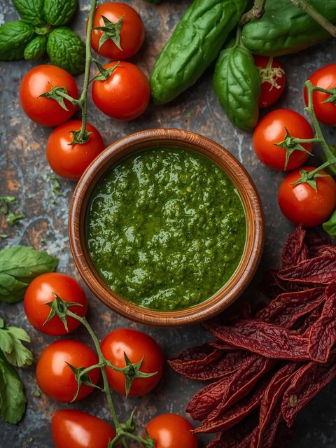 Pesto Sauce with Sun-Dried Tomatoes