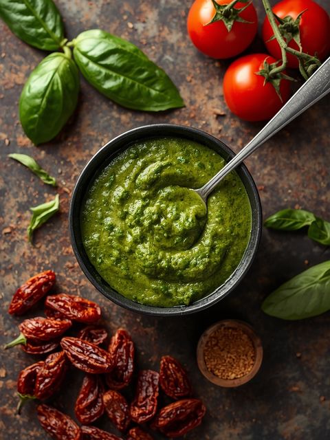 Pesto Sauce with Sun-Dried Tomatoes