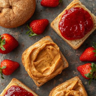 Peanut Butter & Strawberry Jam Sandwiches, Peanut Butter and Strawberry Jam