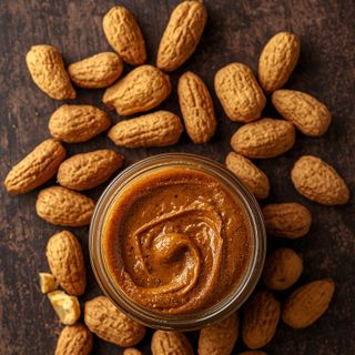 Knusprige leichte geröstete Erdnussbutter