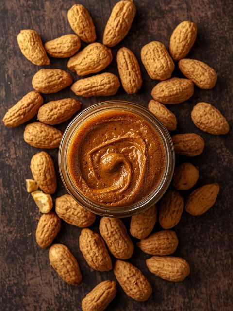Knusprige leichte geröstete Erdnussbutter