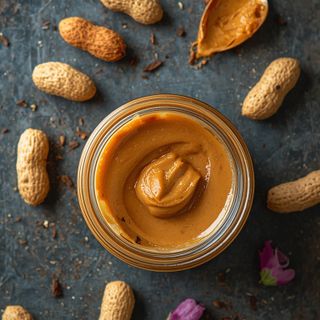 Cremige dunkel geröstete Erdnussbutter ohne Umrühren – zum Verteilen