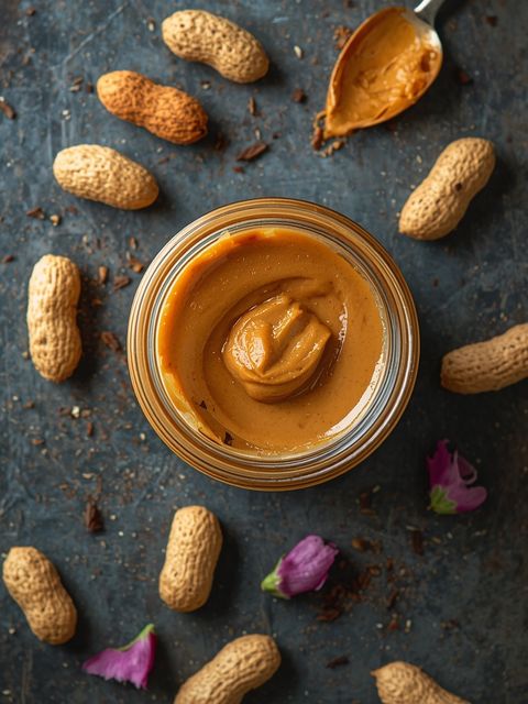 Cremige dunkel geröstete Erdnussbutter ohne Umrühren – zum Verteilen