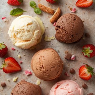 Neapolitan Vanilla, Chocolate and Strawberry Flavored Low-Fat Ice Cream with Chocolate Wafer Ice Cream Sandwiches