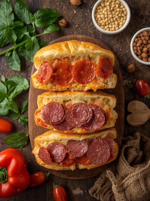 Pepperoni Pizza Stuffed Sandwiches, Pepperoni Pizza