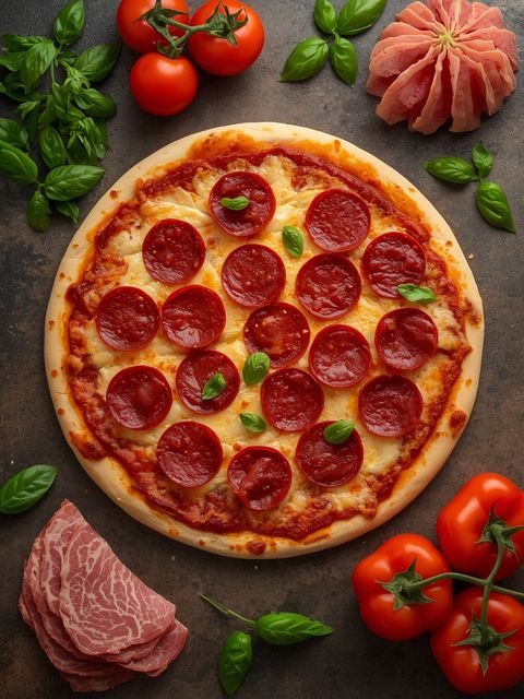 Pepperoni Pizza (Made with Pork, Chicken & Beef) on Thin Crust