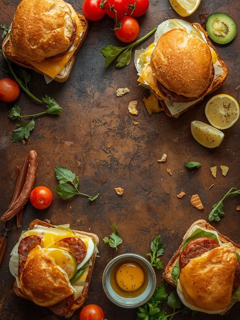 <span>Frühstücks-Sandwiches mit Wurst, Ei & Käse</span>