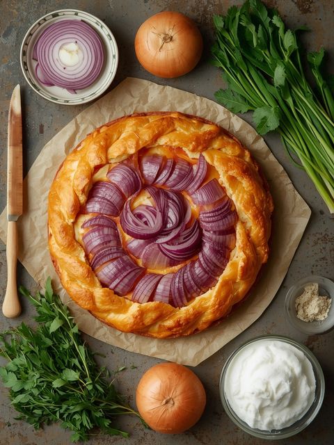 Onion Cake, Baked (with Puff Pastry)