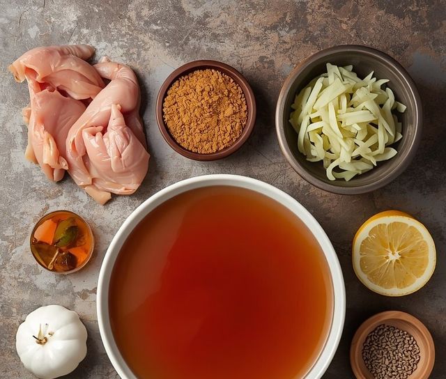 Bouillon vom Huhn, zubereitet