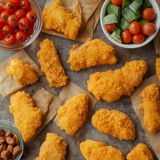 Hähnchen-Nuggets in Paniermehl-Teig