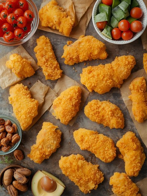 Hähnchen-Nuggets in Paniermehl-Teig