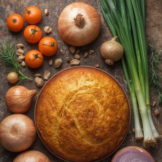 Zwiebelkuchen, gebacken (mit kuchenteig)