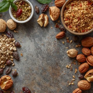Müsli mit Rosinen und Nüssen